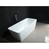 Arcticstone 59-Inch Solid Surface Rectangular Double Ended Freestanding Tub with Drain