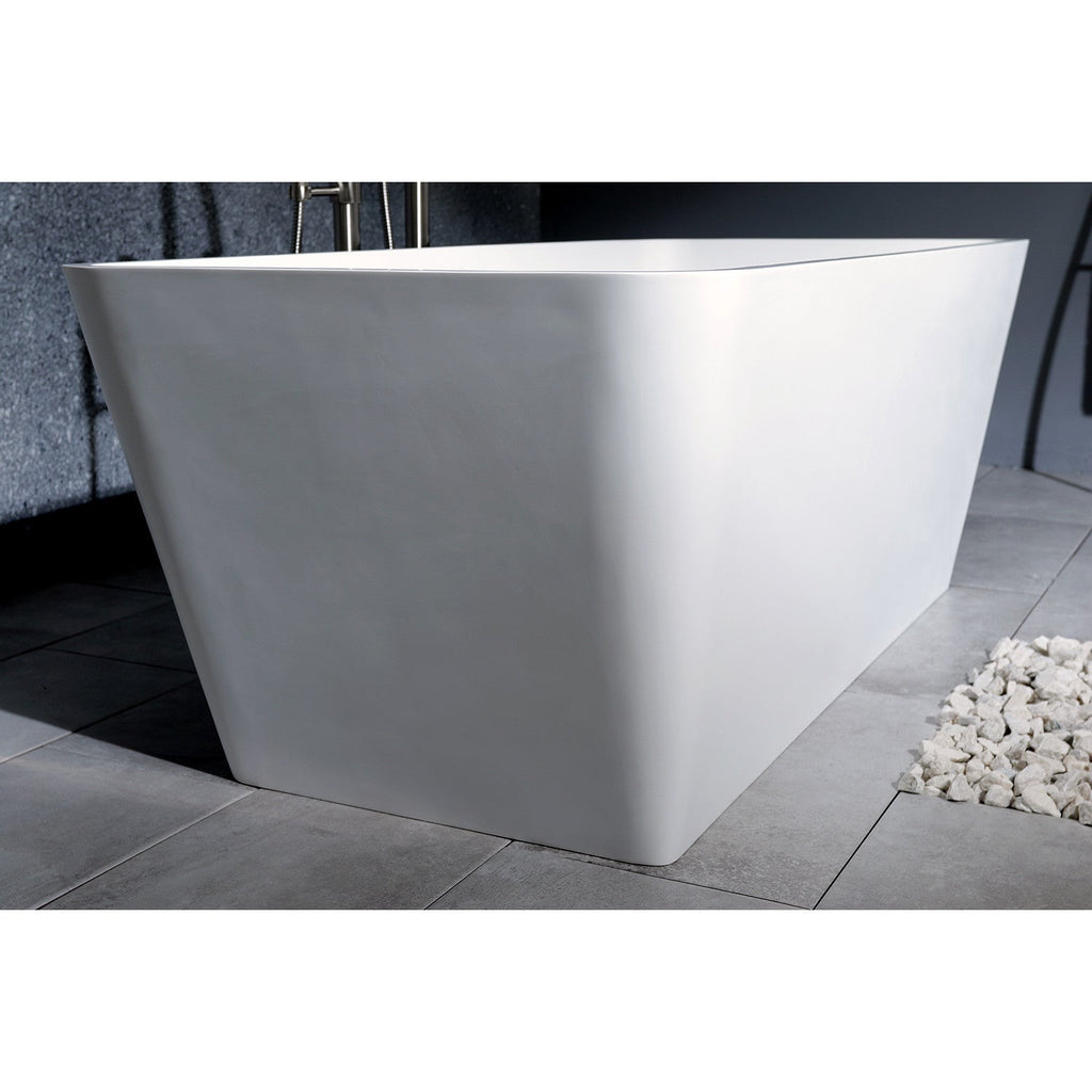 Arcticstone 59-Inch Solid Surface Rectangular Double Ended Freestanding Tub with Drain