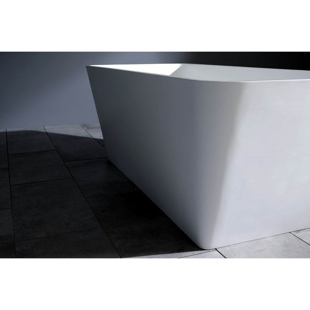Arcticstone 59-Inch Solid Surface Rectangular Double Ended Freestanding Tub with Drain