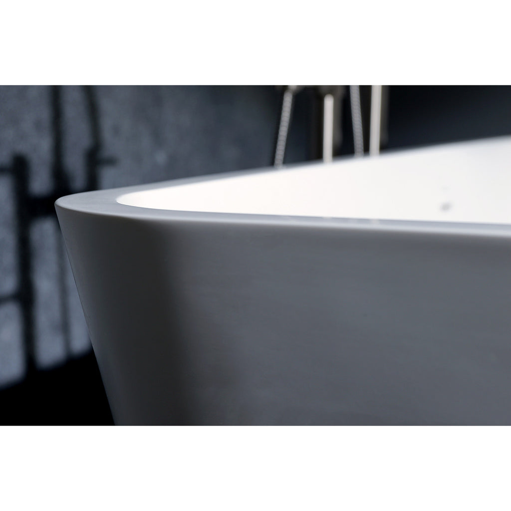 Arcticstone 59-Inch Solid Surface Rectangular Double Ended Freestanding Tub with Drain