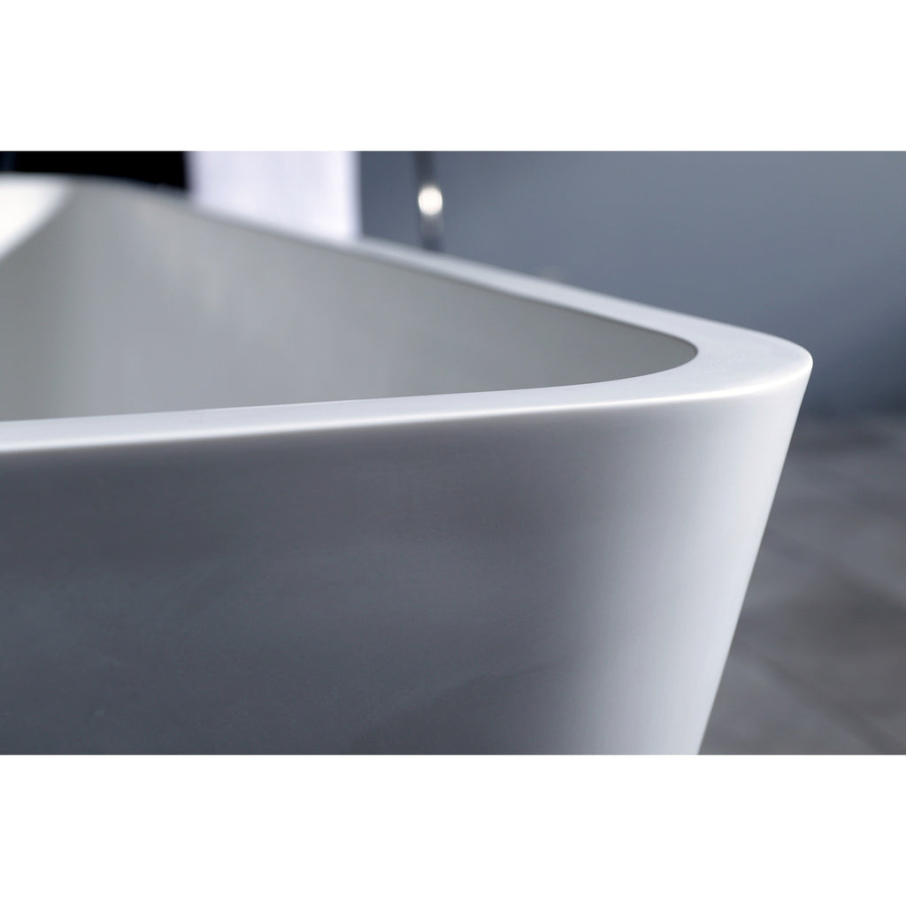 Arcticstone 59-Inch Solid Surface Rectangular Double Ended Freestanding Tub with Drain