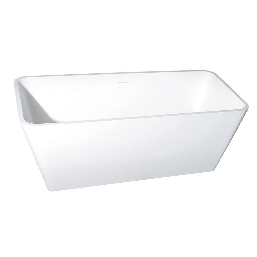 Arcticstone 59-Inch Solid Surface Rectangular Double Ended Freestanding Tub with Drain