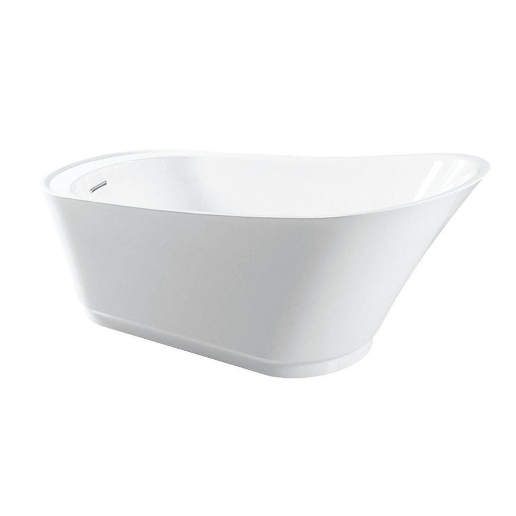 Begonia 60-Inch Acrylic Oval Single Slipper Freestanding Tub with Drain