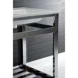Quadras 25-Inch Ceramic Console Sink with Steel Base and Shelf (1-Hole)