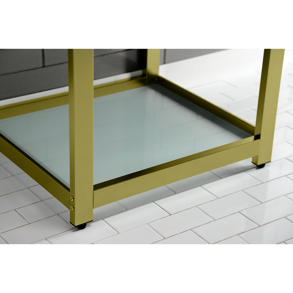 Quadras 25-Inch Ceramic Console Sink with Steel Base and Glass Shelf (1-Hole)