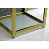 Quadras 25-Inch Ceramic Console Sink with Steel Base and Glass Shelf (1-Hole)