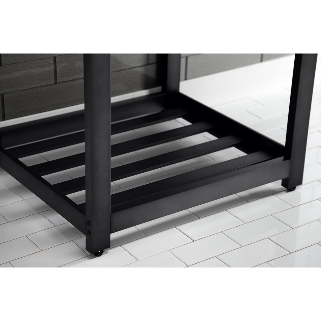 Quadras 25-Inch Ceramic Console Sink with Steel Base and Shelf (8-Inch, 3-Hole)