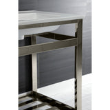 Quadras 25-Inch Ceramic Console Sink with Steel Base and Shelf (8-Inch, 3-Hole)