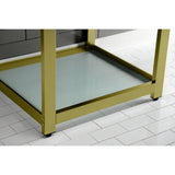 Quadras 25-Inch Ceramic Console Sink with Steel Base and Glass Shelf (8-Inch, 3-Hole)