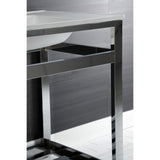 Quadras 31-Inch Ceramic Console Sink with Steel Base and Shelf (4-Inch, 3-Hole)