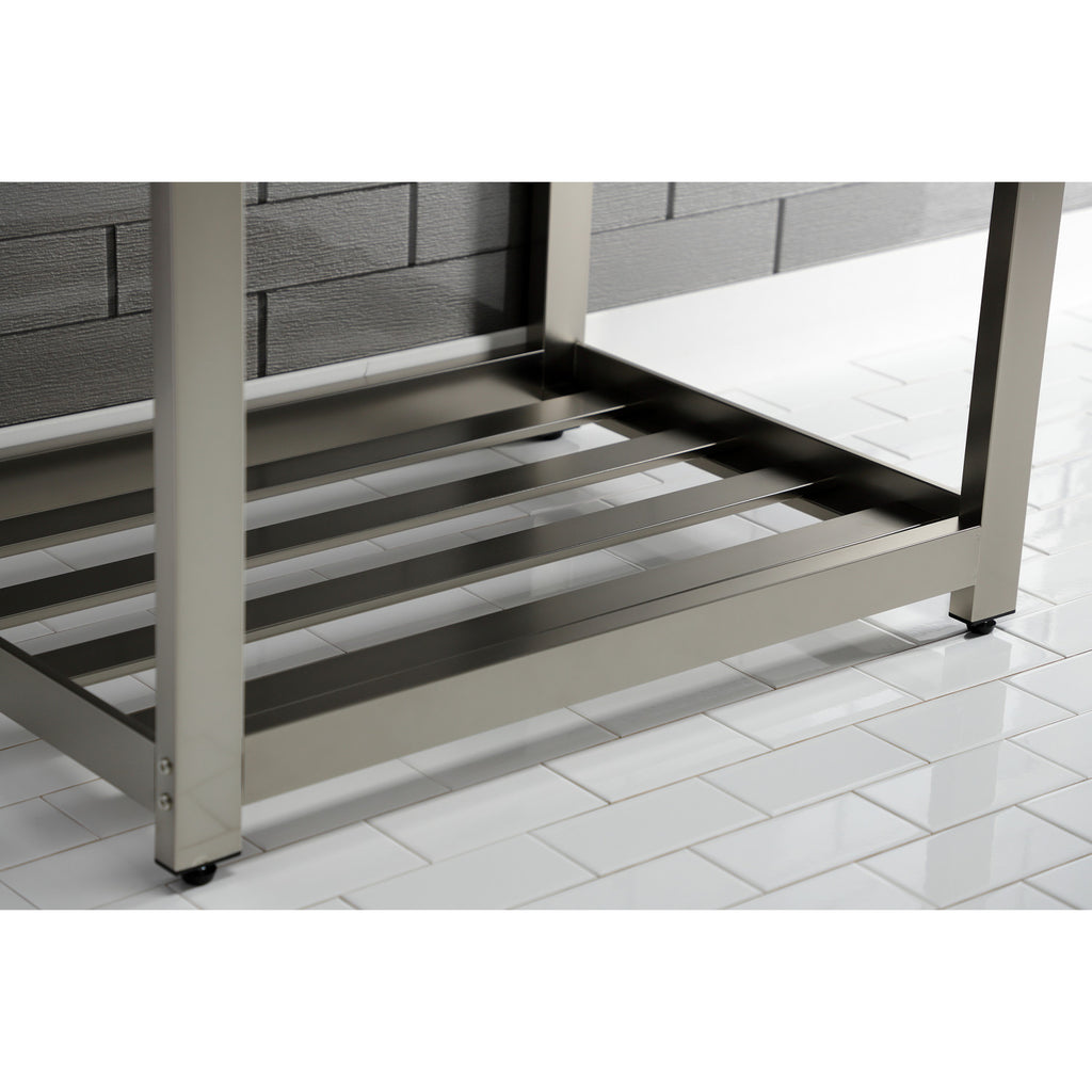 Quadras 31-Inch Ceramic Console Sink with Steel Base and Shelf (4-Inch, 3-Hole)