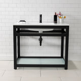 Quadras 37-Inch Ceramic Console Sink with Steel Base and Glass Shelf (1-Hole)