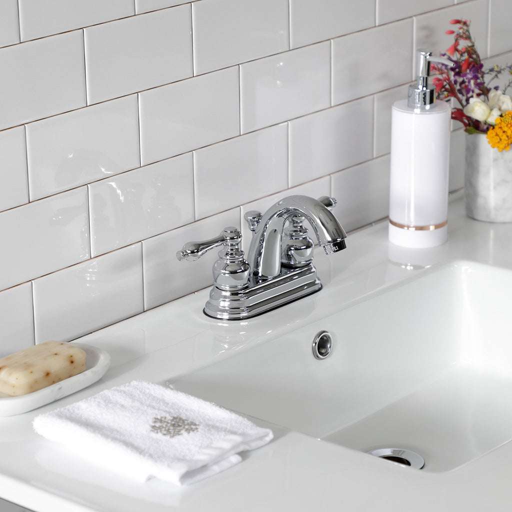Quadras 37-Inch Ceramic Console Sink with Steel Base and Glass Shelf (4-Inch, 3-Hole)
