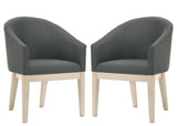 Jasper Driftwood Finish 3 Piece 47"W Round Dining Table Set with Gray Barrel Chairs