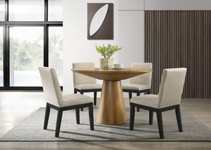 Jasper Driftwood Finish 5 Piece 47"W Contemporary Round Dining Table Set with Black Finish Chairs