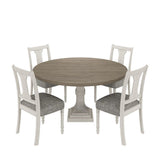 Tannen 59"W Round White and Gray 5-Pc Dining Table Set