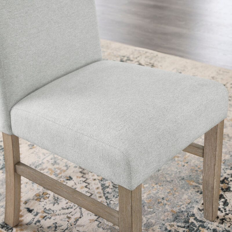 Tabitha 7Pc 66" Rectangular White Faux Marble Top Dining Set in Light Oak Finish