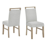 Tabitha 7Pc 66" Rectangular White Faux Marble Top Dining Set in Light Oak Finish
