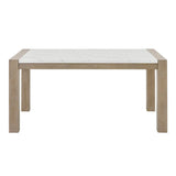 Tabitha 5Pc 66" Rectangular White Faux Marble Top Dining Set in Light Oak Finish