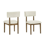 Darla 5Pc 72" Rectangular Walnut Oak Finish Sled Dining Set with Beige Sherpa Fabric Chairs