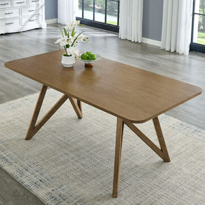 Darla 5Pc 70" Rectangular Walnut Oak Geometric Cross Base Dining Set