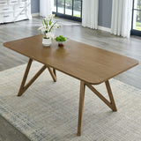 Darla 5Pc 70" Rectangular Walnut Oak Geometric Cross Base Dining Set