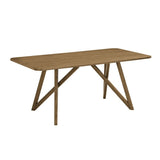 Darla 5Pc 70" Rectangular Walnut Oak Geometric Cross Base Dining Set