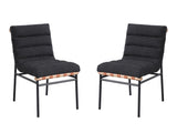Lahni Black Boucle Fabric Set of 2 Dining Chair with Black Iron Legs