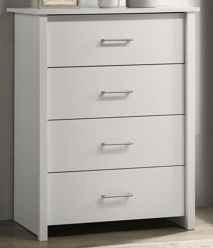 Celeste 32"W White 4-Drawer Chest with Silver Handles