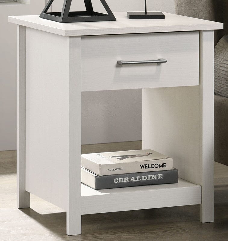 Celeste 20"W White 1-Drawer Nightstand Bedside Table