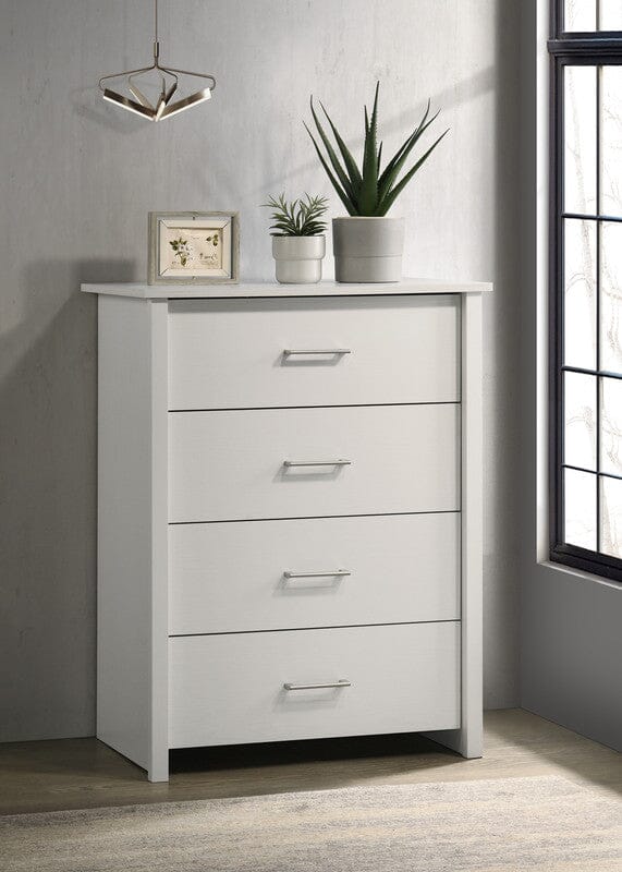 Celeste 32"W White 4-Drawer Chest with Silver Handles