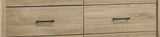 Celeste 57"W Light Oak Finish 6-Drawer Dresser with Black Handles