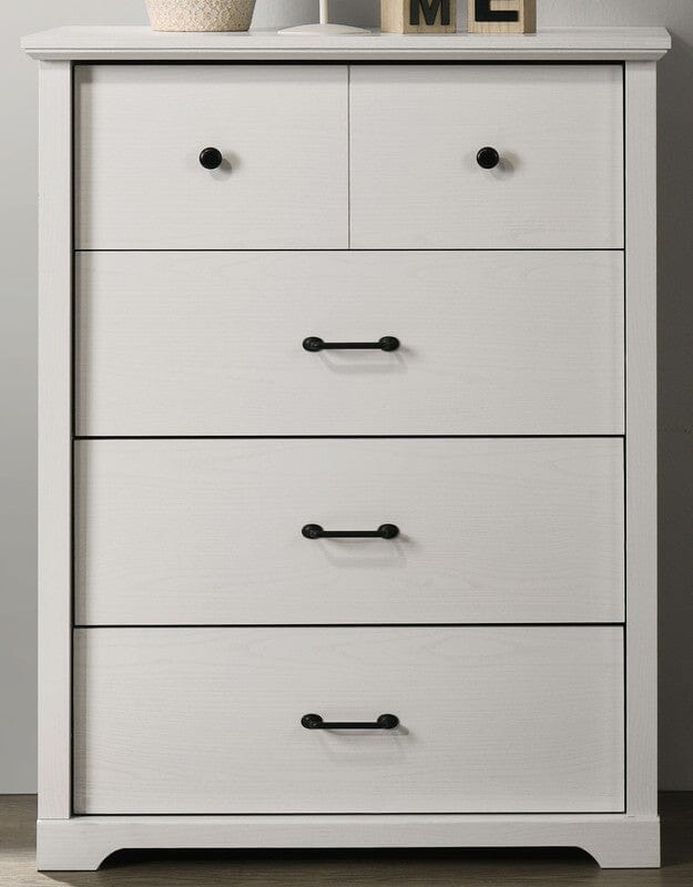 Elara 32"W White 4-Drawer Chest with Black Handles