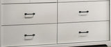 Elara 57"W White 6-Drawer Dresser with Black Handles