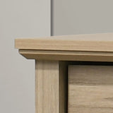 Elara 57"W Light Oak Finish 6-Drawer Dresser with Black Handles