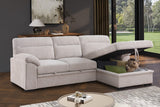 Kipling II 94"W Beige Chenille Fabric Sleeper Sectional Sofa with Right-Facing Chaise, Cupholders, USB Charging port