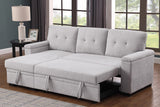 Lucca II 84.5"W Light Gray Woven Fabric Reversible Sleeper Sectional Sofa with Storage Chaise