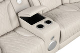 Jazz 117"W Ice Leather Aire Transformer Power Reclining Sectional Sofa with Power Headrest, Bluetooth Speakers, LED Lights, USB & USB-C Ports, Storage & Cupholders