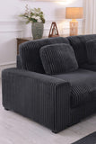Sloane 117"W Charcoal Corduroy Fabric Reversible L-Shape Modular Sectional Sofa with Ottoman