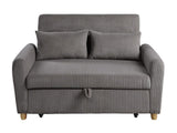 Justine 54"W Brown Corduroy Convertible Sleeper Loveseat