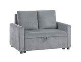 Oswin 45"W Gray Corduroy Loveseat with Storage, Side Pocket