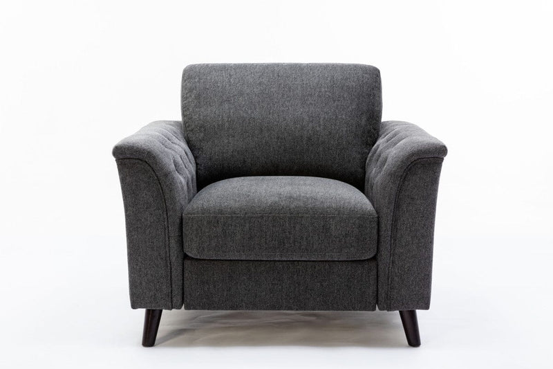 Stanton 36.5"W Dark Gray Linen Chair with Tufted Arms