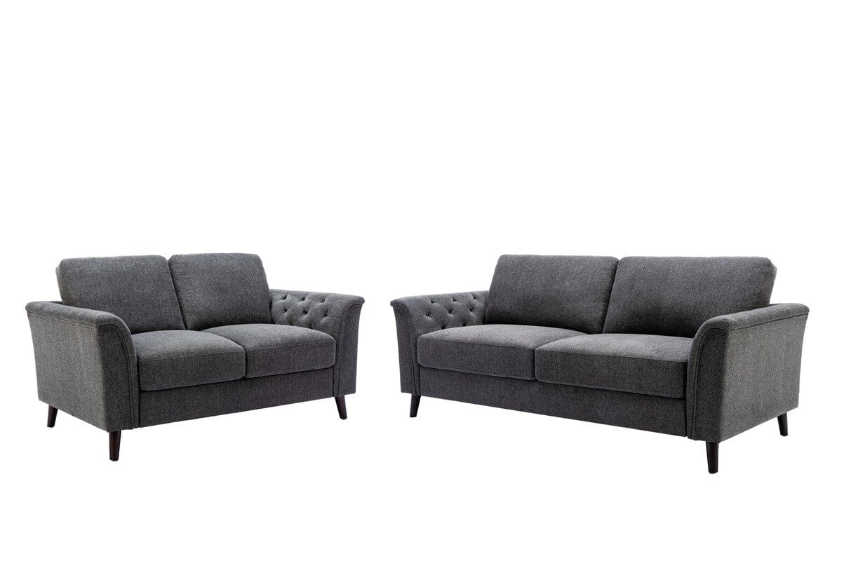 Stanton 80"W Dark Gray Linen Sofa Loveseat Living Room Set ...