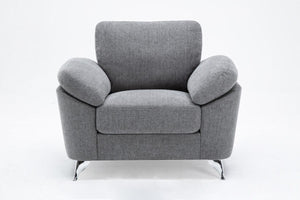 Villanelle 42.5"W Light Gray Linen Chair with Chrome Finish Legs