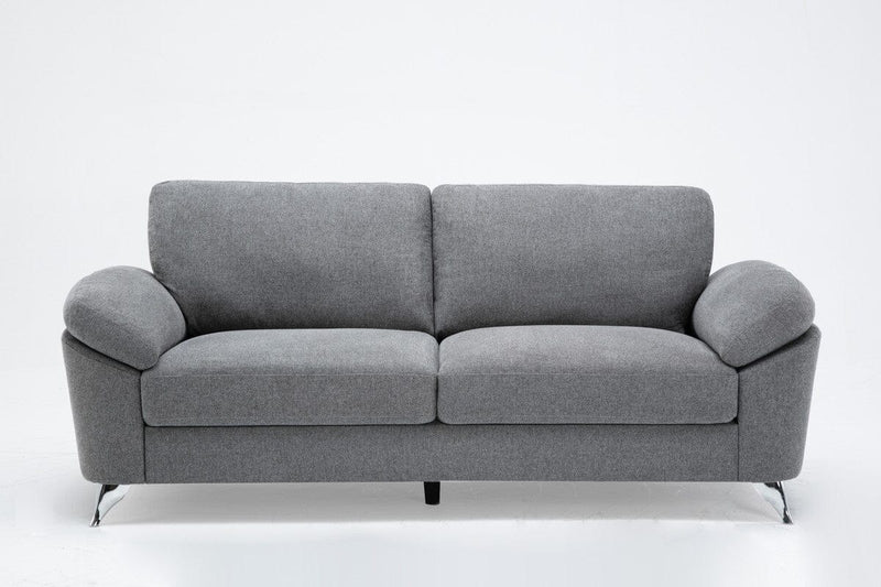Villanelle 83.5"W Light Gray Linen Sofa with Chrome Finish Legs