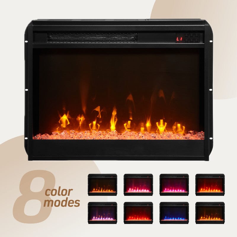 Ellington 70"W Gray Walnut Finish Fireplace TV Stand Console with Heater, LED Light, Cabinets, Shelves