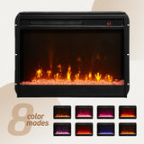 Ambrose 70"W Gray Walnut Finish Fireplace TV Stand Console with Heater, LED Light, Cabinets, Shelves