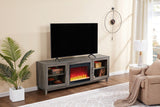 Summit 70"W Gray Walnut Finish TV Stand Console with Fireplace and Heater