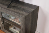 Summit 70"W Gray Walnut Finish TV Stand Console with Fireplace and Heater