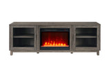 Summit 70"W Gray Walnut Finish TV Stand Console with Fireplace and Heater